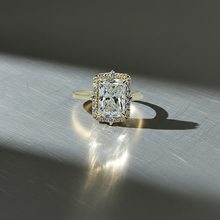 3 Carat Radiant Cut Halo 14K Solid Gold Solitaire Diamond Engagement Ring