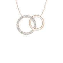 14K Solid Gold Two Circle Diamond Necklace