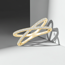 14K Solid Gold Broad Crossline Diamond Wedding Ring Band