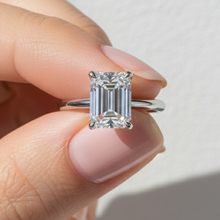 Emerald Cut Diamond Solitaire 14K Solid Gold Engagement Ring IGI Certified