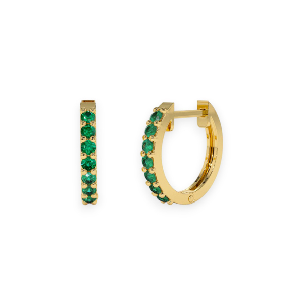 gold emerald hoop earrings