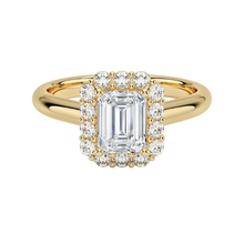 Emerald Cut Halo Style 14K Solid Gold Diamond Ring IGI Certified