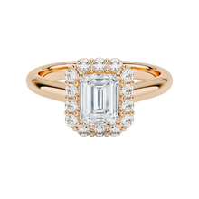 Emerald Cut Halo Style 14K Solid Gold Diamond Ring IGI Certified