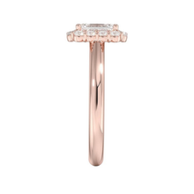 Emerald Cut Halo Style 14K Solid Gold Diamond Ring IGI Certified