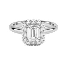 Emerald Cut Halo Style 14K Solid Gold Diamond Ring IGI Certified