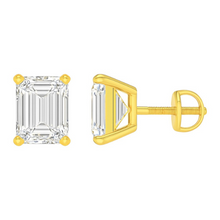 Emerald Cut Diamond Solitaire Prong Setting 14K Solid Gold Earrings Stud - IGI Certified