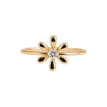 14K Solid Gold Flower Design Fashion Diamond Ring