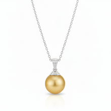 14K Solid Gold Golden South Sea Pearl Pendant – AAA Lustrous 9 MM Statement Piece