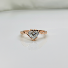 Heart Shape Solitaire Diamond Bypass Setting 14K Solid Gold Ring