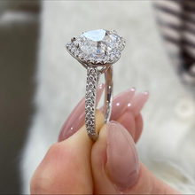 Stunning Heart Shape Diamond Single Halo Pave Band 14K Solid Gold Engagement Ring