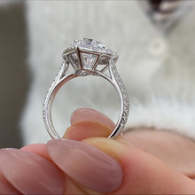 Stunning Heart Shape Diamond Single Halo Pave Band 14K Solid Gold Engagement Ring