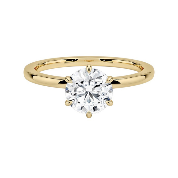Hidden Halo 14K Solid Gold Round Cut Diamond Engagement Ring for Women IGI Certified