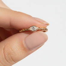 Marquise Cut Twisted Band 14K Solid Gold Everyday Fashion Diamond Ring