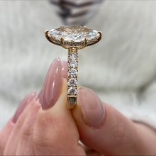 Iconic Marquies Cut Diamond Hidden Halo Pave Band 14K Solid Gold Ring For Women