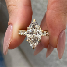 Iconic Marquies Cut Diamond Hidden Halo Pave Band 14K Solid Gold Ring For Women