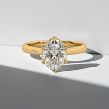 3 Carat Oval Cut Cathedral Setting Hidden Halo Solitaire Diamond 14K Solid Gold Ring