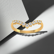 14K Solid Gold V Shape Prong Setting Diamond Wedding Ring for Women