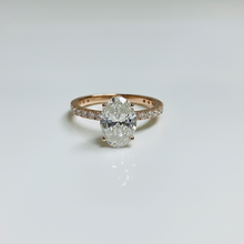 2 to 4 Carat Oval Cut Pave Setting 14K Solid Gold Solitaire Diamond Engagement Ring