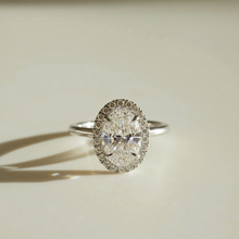 2 to 3 Carat Oval Cut Single Halo 14K Solid Gold Solitaire Diamond Engagement Ring