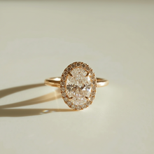 2 to 3 Carat Oval Cut Single Halo 14K Solid Gold Solitaire Diamond Engagement Ring