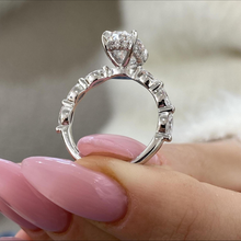 Oval Cut Side Marquies Band Hidden Halo Diamond 14K Solid Gold Engagement Ring