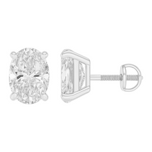 Oval Cut Prong Setting Solitaire Diamond 14K Solid Gold Earrings Stud - IGI Certified