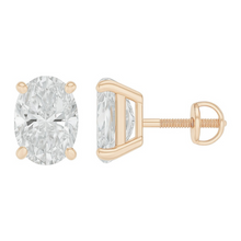 Oval Cut Prong Setting Solitaire Diamond 14K Solid Gold Earrings Stud - IGI Certified