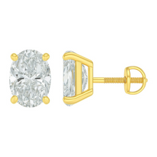 Oval Cut Prong Setting Solitaire Diamond 14K Solid Gold Earrings Stud - IGI Certified