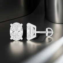 Oval Cut Prong Setting Solitaire Diamond 14K Solid Gold Earrings Stud - IGI Certified