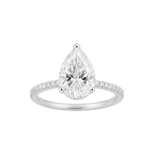 2 Carat Pear Shape Hidden Halo 14K Solid Gold Diamond Engagement Ring