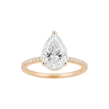 2 Carat Pear Shape Hidden Halo 14K Solid Gold Diamond Engagement Ring