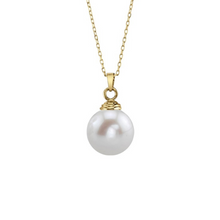 14K Solid Gold Pendant 9.00 MM Real South Sea Pearl Triple C Diamond's