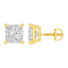 Princess Cut Diamond Solitaire 14K Solid Gold 4 Prong Earrings Stud - IGI Certified