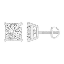 Princess Cut Diamond Solitaire 14K Solid Gold 4 Prong Earrings Stud - IGI Certified