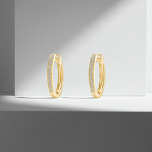 14K Solid Gold Diamond Channel Setting Hoop Earrings
