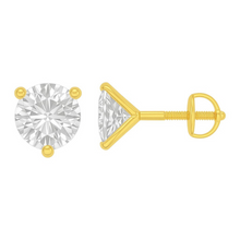 Round Cut Martini Style Solitaire 14K Solid Gold Earrings Stud - IGI Certified