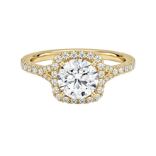 14K Solid Gold Round Square Halo Diamond Engagement Ring IGI Certified
