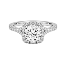 14K Solid Gold Round Square Halo Diamond Engagement Ring IGI Certified