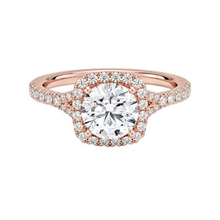 14K Solid Gold Round Square Halo Diamond Engagement Ring IGI Certified