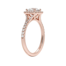 14K Solid Gold Round Square Halo Diamond Engagement Ring IGI Certified