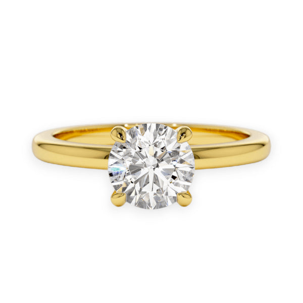 14K Solid Gold 4 Prong Round Cut Diamond Ring - IGI Certified