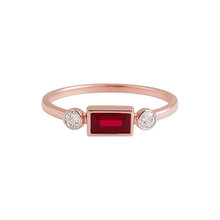 Ruby With Side Diamond 14K Solid Gold Diamond Fashion Ring for Women