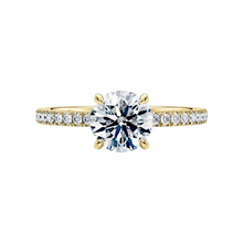 14K Solid Gold Round Cut Diamond Side Pave Engagement Ring IGI Certified