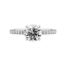 14K Solid Gold Round Cut Diamond Side Pave Engagement Ring IGI Certified