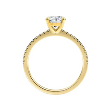 14K Solid Gold Round Cut Diamond Side Pave Engagement Ring IGI Certified