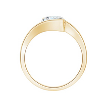 Tension Setting Round Cut 14K Solid Gold Twisted Diamond Rings IGI Certified