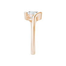 Tension Setting Round Cut 14K Solid Gold Twisted Diamond Rings IGI Certified