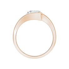 Tension Setting Round Cut 14K Solid Gold Twisted Diamond Rings IGI Certified