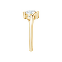 Tension Setting Round Cut 14K Solid Gold Twisted Diamond Rings IGI Certified