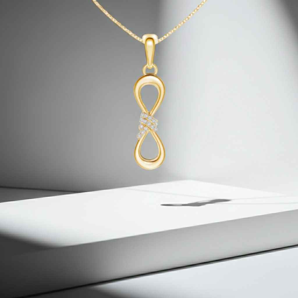 14K Solid Gold Bowtie Diamond Necklace